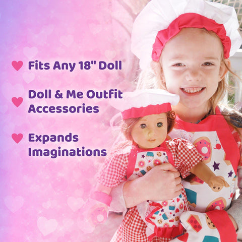 Cooking Apron for Girls and 18 Inch Dolls - Playtime by Eimmie
