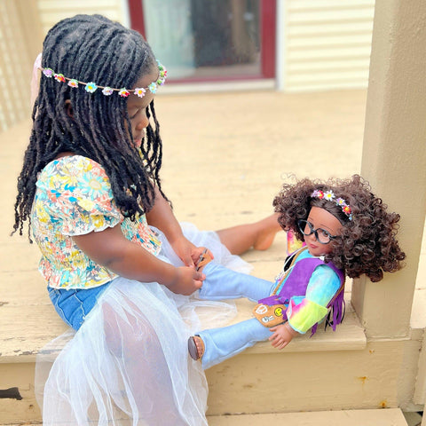 18 inch doll flower child outfit set