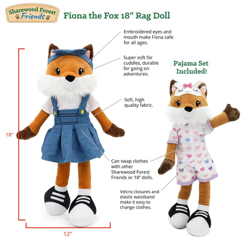 Fiona the Fox 18 Inch Rag Doll Toy - Playtime by Eimmie