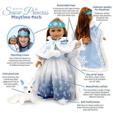 Winter Snow Princess Outfit and Matching Child Crown - Playtime by Eimmie