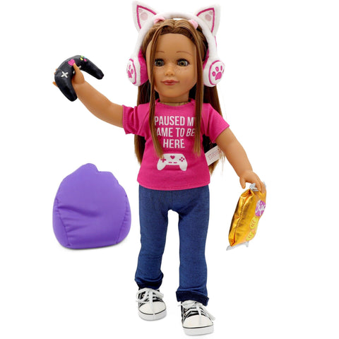 Gamer Girl Doll Outfit and Accessories for 18 Inch Dolls - Playtime by Eimmie