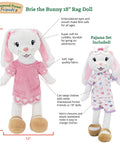 Brie the Bunny Rabbit 18 Inch Plush Rag Doll - Playtime by Eimmie
