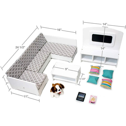 Eimmie 18 Inch Doll Furniture Large Doll Sectional Couch Furniture Set