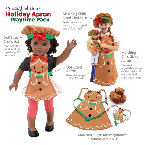 Gingerbread Apron for Girls and 18 Inch Dolls - Playtime by Eimmie